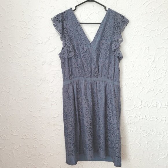 Madewell Blue Lace Flutter Sleeve Casual Dress - Picture 3 of 6